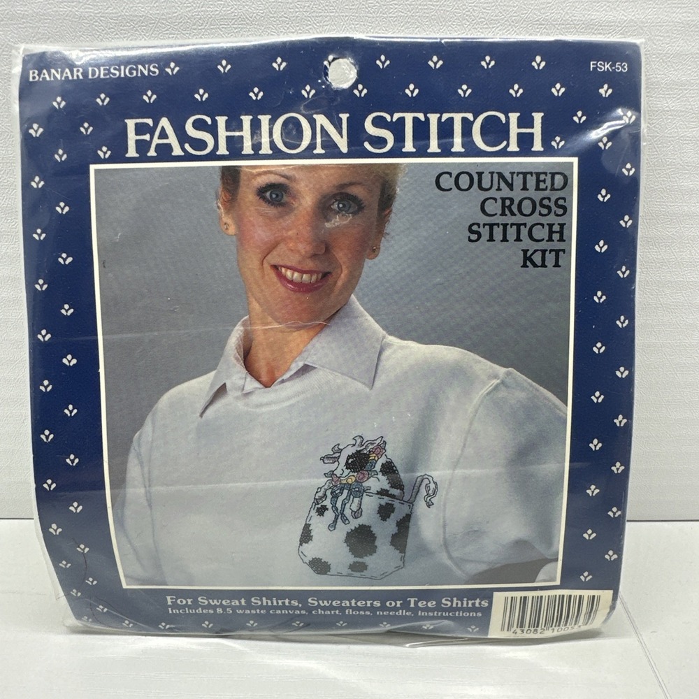 Cow Bow Counted Cross Stitch Kit FSK-53 Banar Designs Fashion Pocket Design 1989